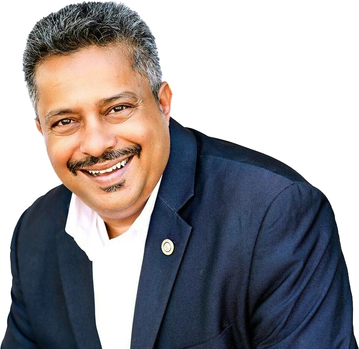 Prakash Venkataraman speaking with residents
