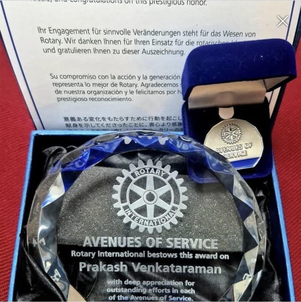 Rotary International Avenues of Service award